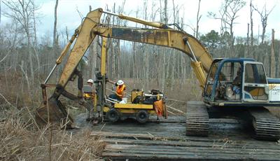CPT working from timber platform